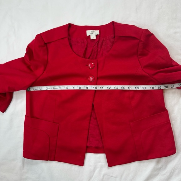 Ann Taylor LOFT Red Crop Blazer Suit Jacket Business Buttons - Picture 4 of 6